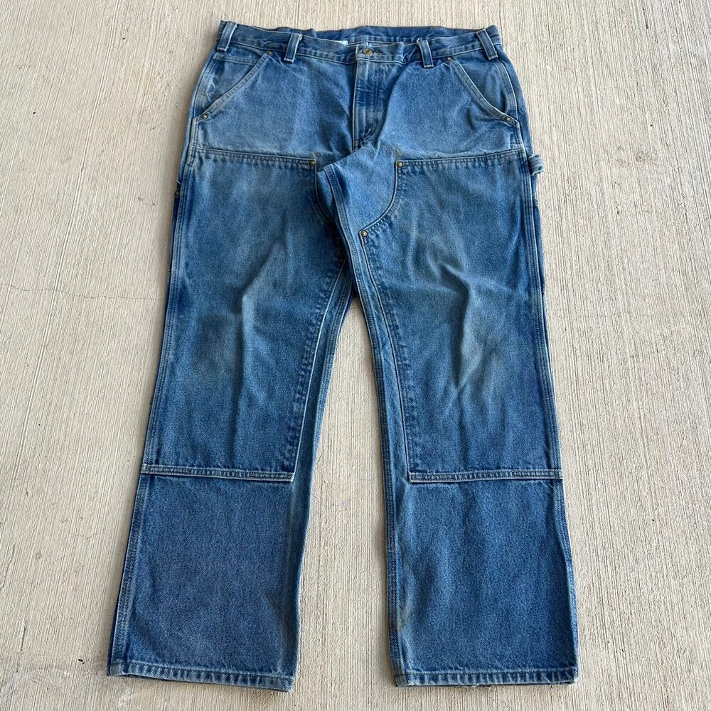 Carhartt Denim fade blue jeans double knee work wear carpenter pants